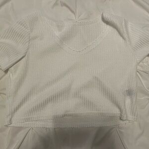 white waffle crop top